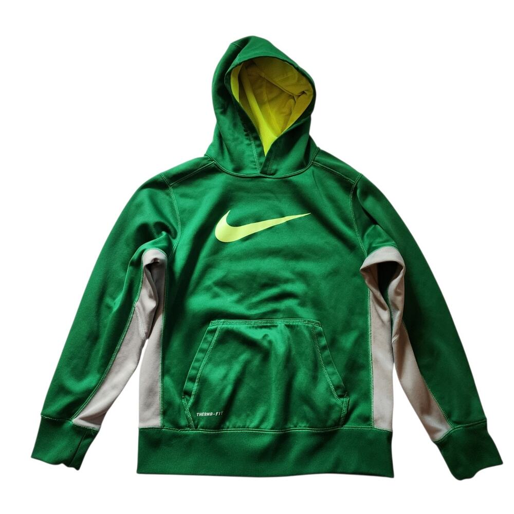 Nike Boys Hoodie Sweatshirt Size L Green Therma-Fit School Clothes Athleisure
